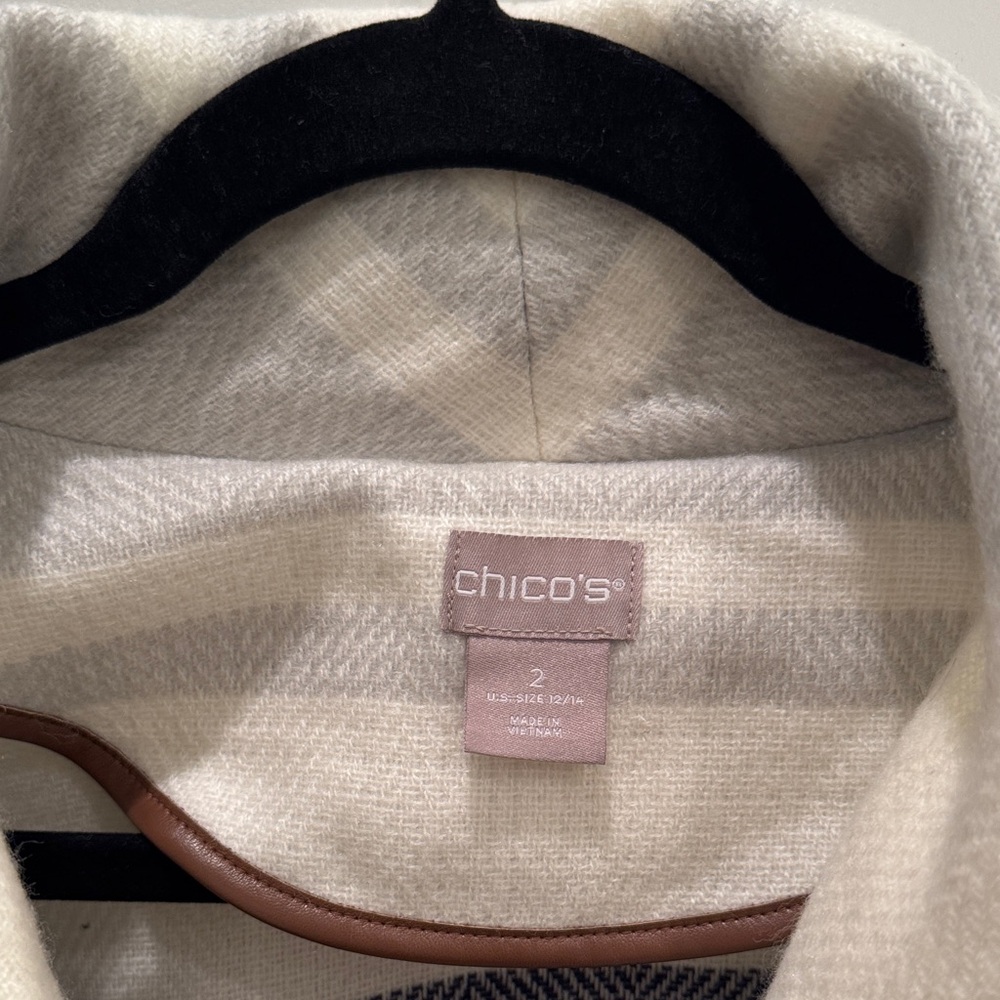 Chico's Cream and Navy Striped Jacket - Picture 2 of 6